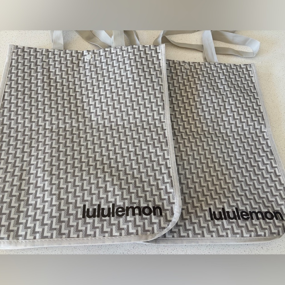 NEW Lot of 2 Lululemon Logo Large reusable shopping bags totes Duo